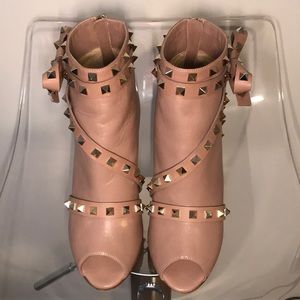 VALENTINO rockstud peep toe booties